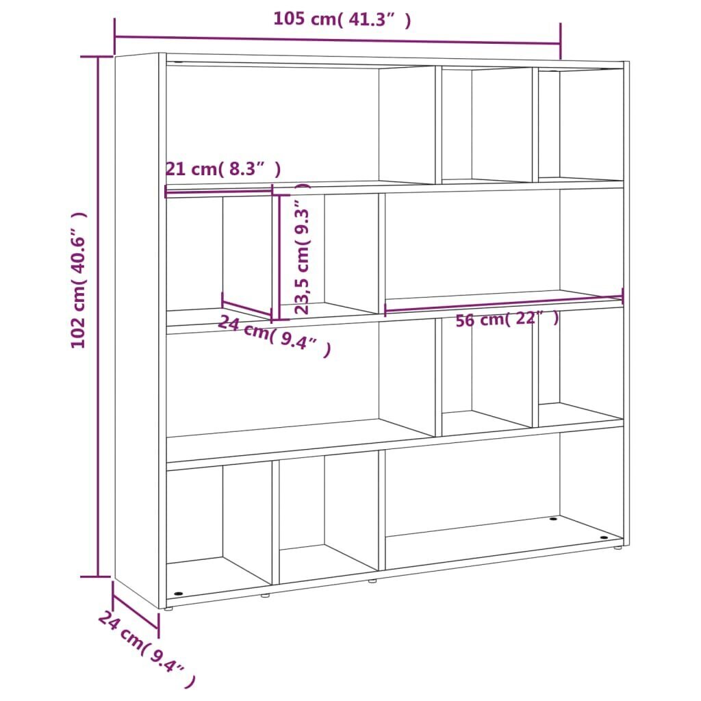 Kirjahylly/tilanjakaja, valkoinen 105x24x102 cm hinta ja tiedot | Hyllyt | hobbyhall.fi