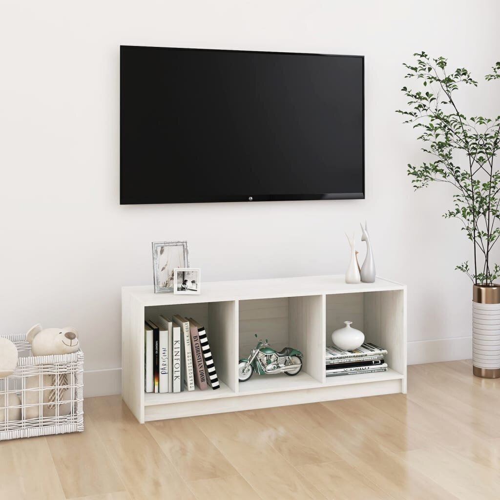 TV-taso valkoinen 104x33x41 cm täysi mänty hinta ja tiedot | TV-tasot | hobbyhall.fi