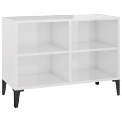 TV-taso metallijaloilla korkeakiilto valkoinen 69,5x30x50 cm hinta ja tiedot | TV-tasot | hobbyhall.fi