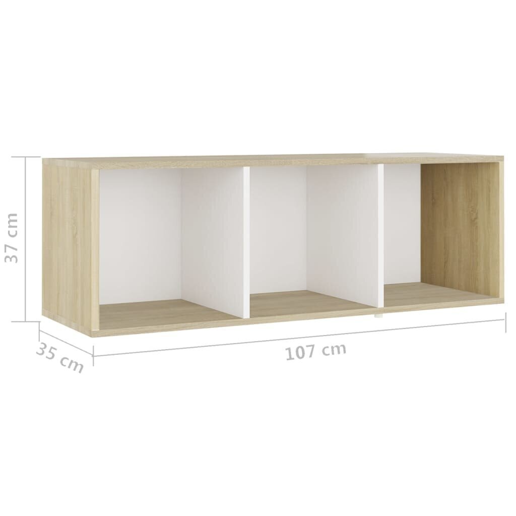 TV-tasot 2 kpl valkoinen/Sonoma-tammi 107x35x37 cm lastulevy hinta ja tiedot | TV-tasot | hobbyhall.fi