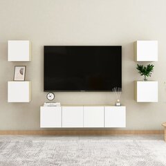 Seinäkiinnitettävät TV-tasot 2 kpl valkoinen/tammi 30,5x30x30cm hinta ja tiedot | TV-tasot | hobbyhall.fi