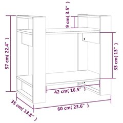 Kirjahylly/tilanjakaja harmaa 60x35x57 cm täysi mänty hinta ja tiedot | Hyllyt | hobbyhall.fi