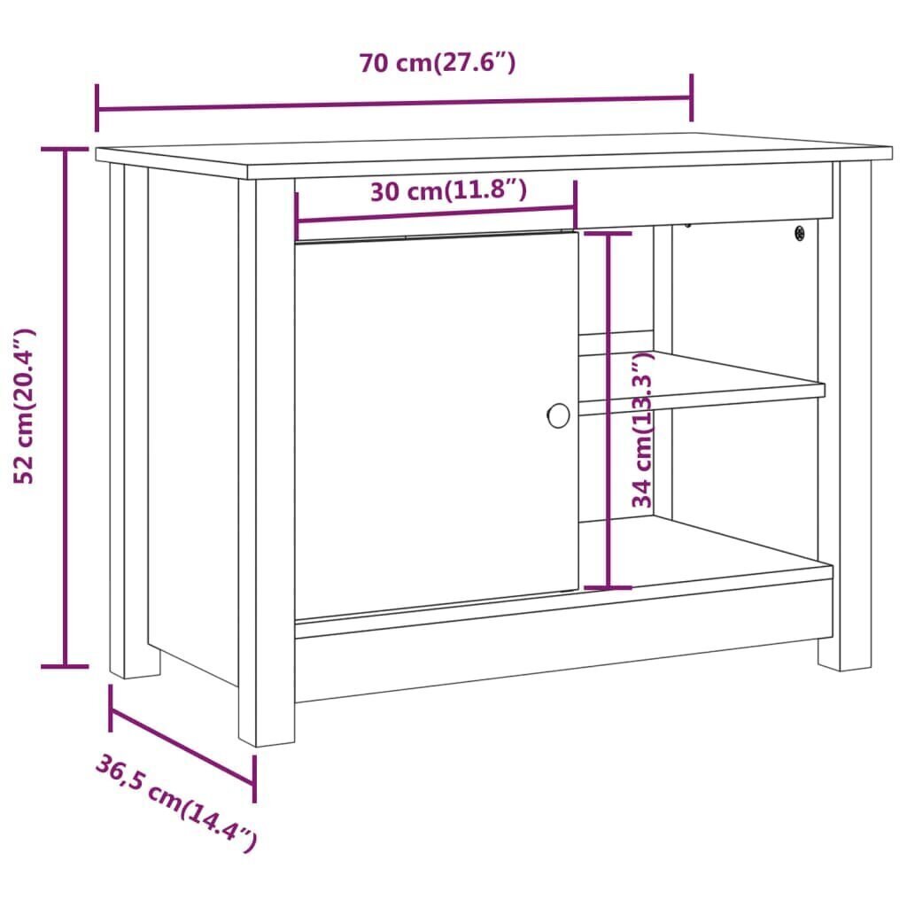 TV-kaappi hunajanruskea 70x36,5x52 cm täysi mänty hinta ja tiedot | TV-tasot | hobbyhall.fi