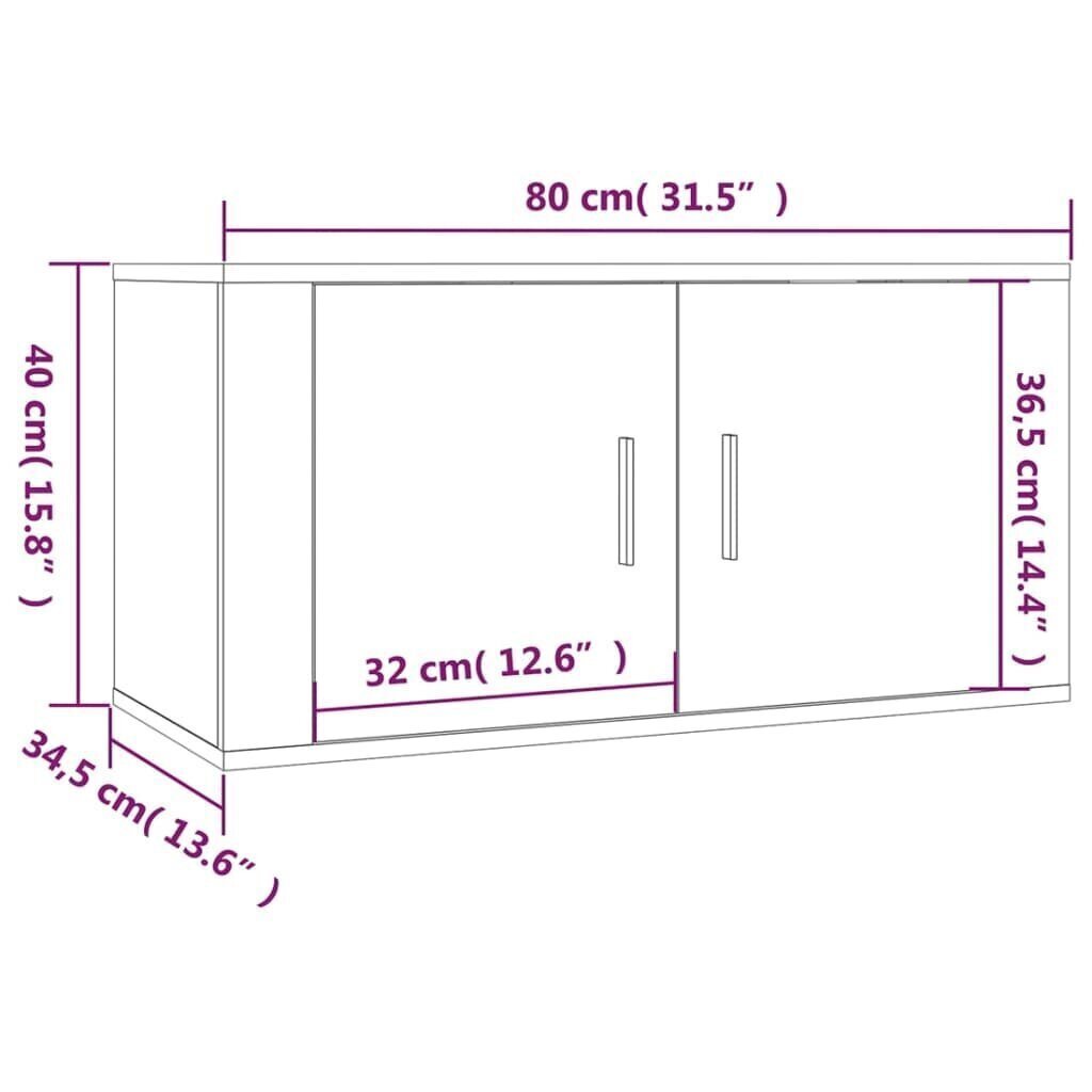 Seinäkiinnitettävät TV-kaapit 3 kpl betoninharmaa 80x34,5x40 cm hinta ja tiedot | TV-tasot | hobbyhall.fi