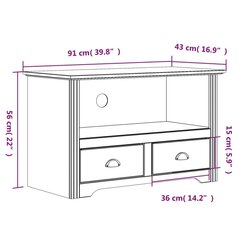 TV-taso 2 laatikolla BODO harmaa 91x43x56 cm täysi mänty hinta ja tiedot | TV-tasot | hobbyhall.fi