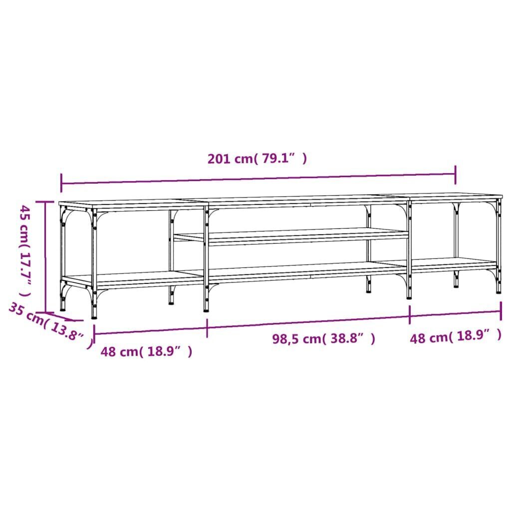 TV-taso savutammi 201x35x45 cm tekninen puu ja rauta hinta ja tiedot | TV-tasot | hobbyhall.fi