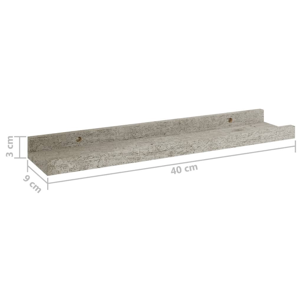 Seinähyllyt 2 kpl betoninharmaa 40x9x3 cm hinta ja tiedot | Hyllyt | hobbyhall.fi