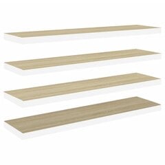 Kelluvat seinähyllyt 4kpl tammi ja valkoinen 120x23,5x3,8cm MDF hinta ja tiedot | Hyllyt | hobbyhall.fi