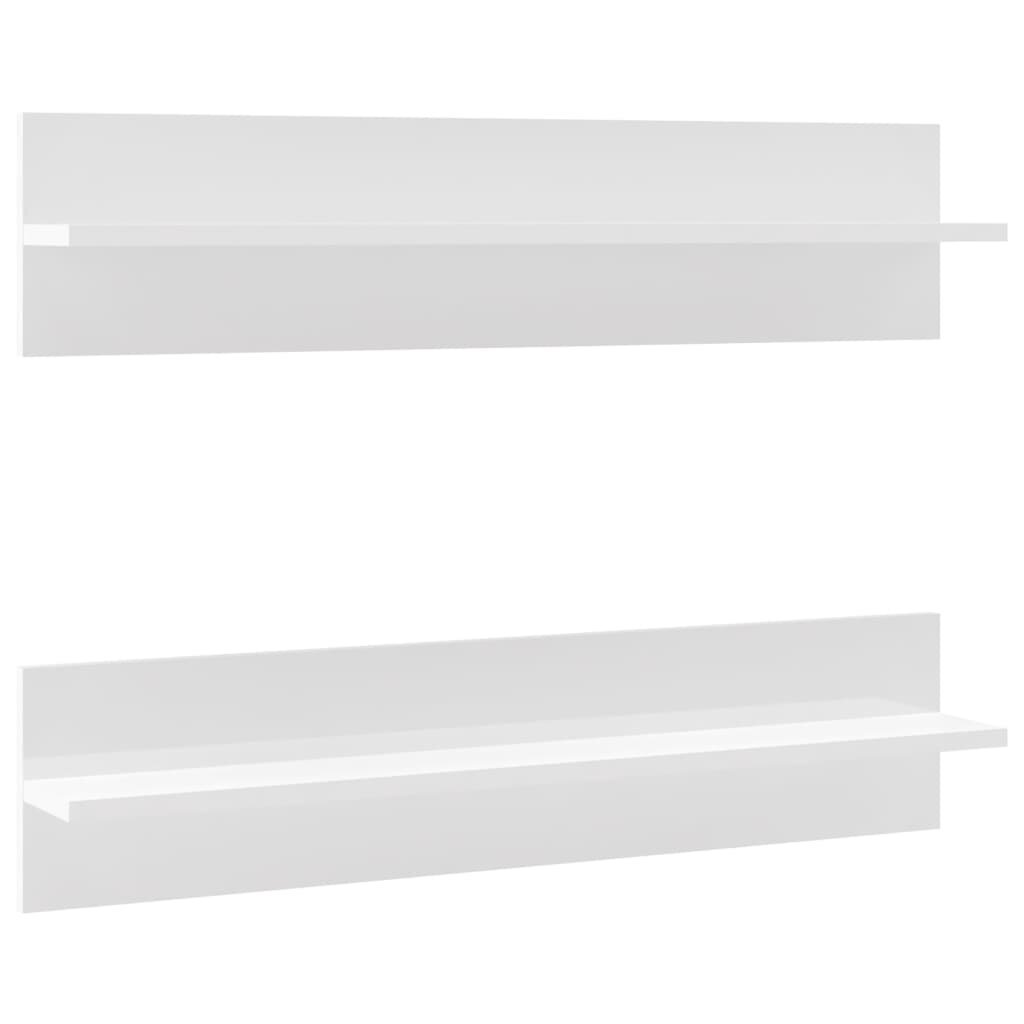 Seinähyllyt 2 kpl korkeakiilto valkoinen 80x11,5x18cm lastulevy hinta ja tiedot | Hyllyt | hobbyhall.fi