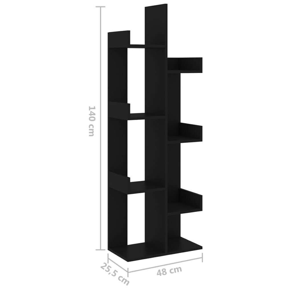 Kirjahylly musta 48x25,5x140 cm lastulevy hinta ja tiedot | Hyllyt | hobbyhall.fi