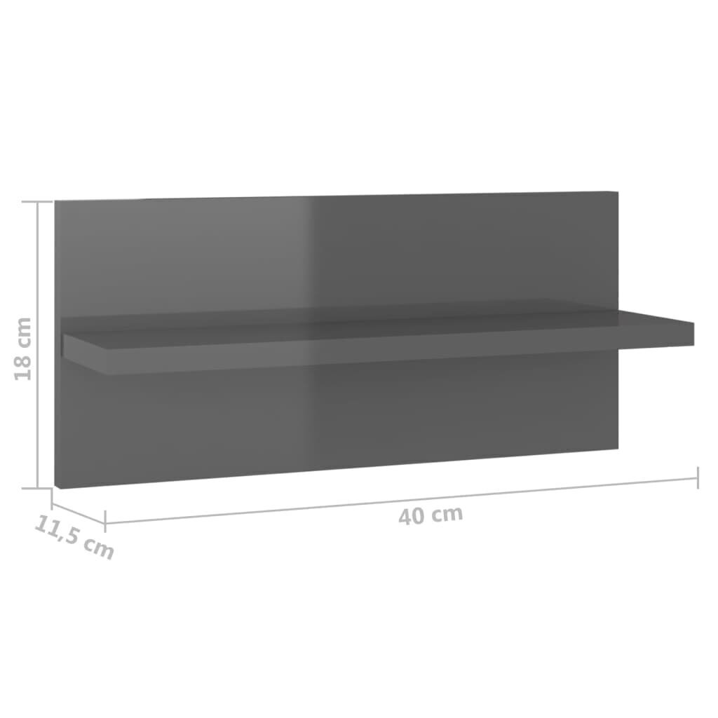 Seinähyllyt 4 kpl korkeakiilto harmaa 40x11,5x18 cm hinta ja tiedot | Hyllyt | hobbyhall.fi