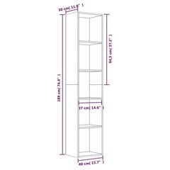 Kirjahylly ruskea tammi 40x30x189 cm tekninen puu hinta ja tiedot | Hyllyt | hobbyhall.fi