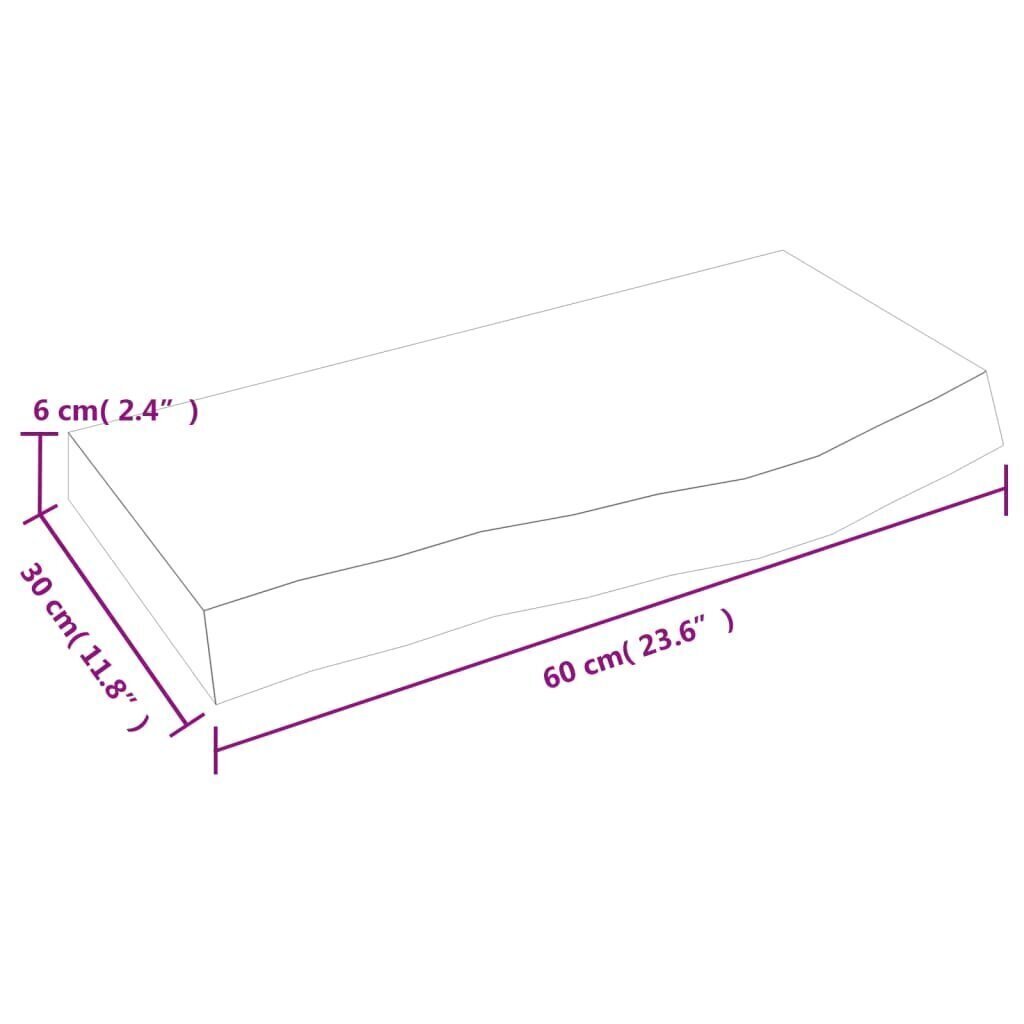 Seinähylly tummanruskea 60x30x(2-6) cm käsitelty täystammi hinta ja tiedot | Hyllyt | hobbyhall.fi