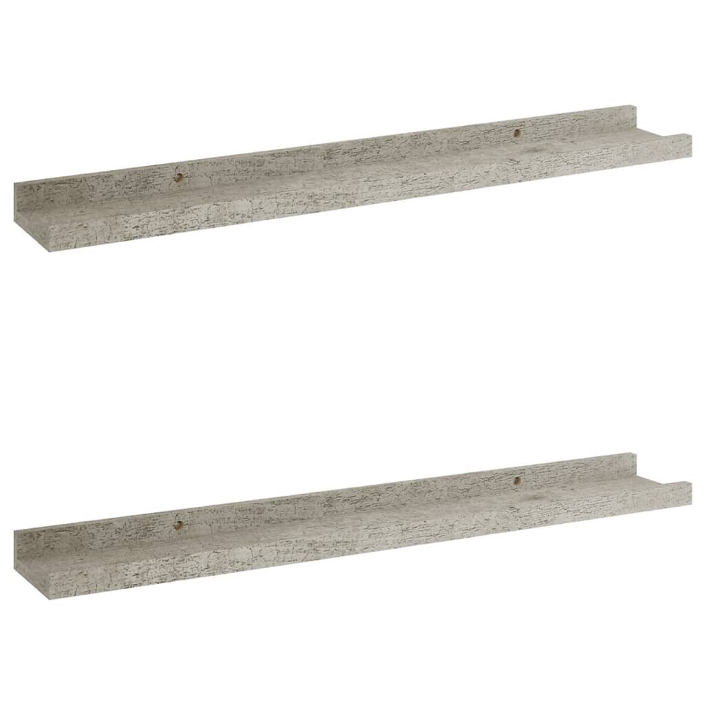 Seinähyllyt 2 kpl betoninharmaa 60x9x3 cm hinta ja tiedot | Hyllyt | hobbyhall.fi