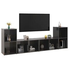 TV-tasot 4 kpl korkeakiilto harmaa 72x35x36,5 cm lastulevy hinta ja tiedot | TV-tasot | hobbyhall.fi