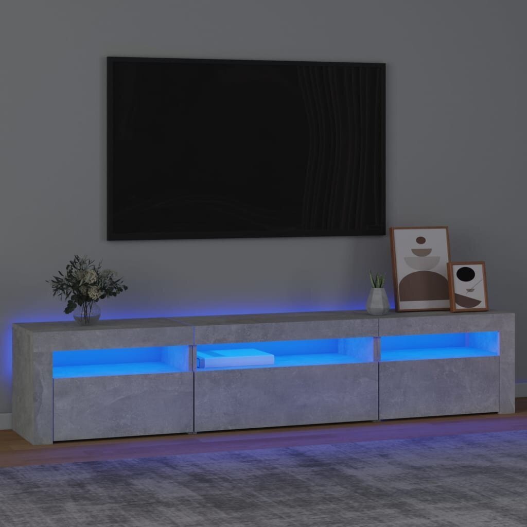 TV-taso LED-valoilla betoninharmaa 195x35x40 cm hinta ja tiedot | TV-tasot | hobbyhall.fi