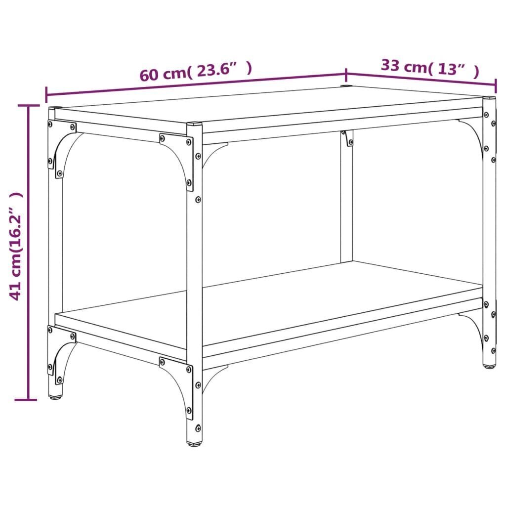 TV-taso, harmaa, sonoma, 60x33x41 cm, tekninen puu ja teräs hinta ja tiedot | TV-tasot | hobbyhall.fi