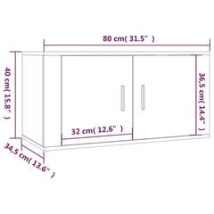 Seinäkiinnitettävät TV-kaapit 3 kpl harmaa Sonoma 80x34,5x40 cm hinta ja tiedot | TV-tasot | hobbyhall.fi