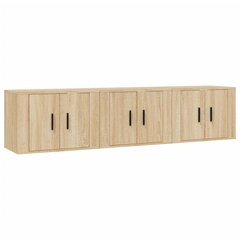 Seinäkiinnitettävät TV-tasot 3 kpl Sonoma-tammi 57x34,5x40 cm hinta ja tiedot | TV-tasot | hobbyhall.fi