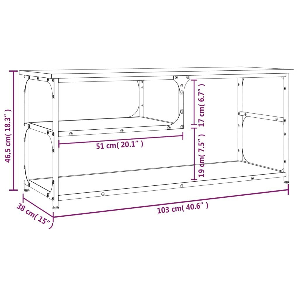 TV-taso musta 103x38x46,5 cm tekninen puu ja teräs hinta ja tiedot | TV-tasot | hobbyhall.fi