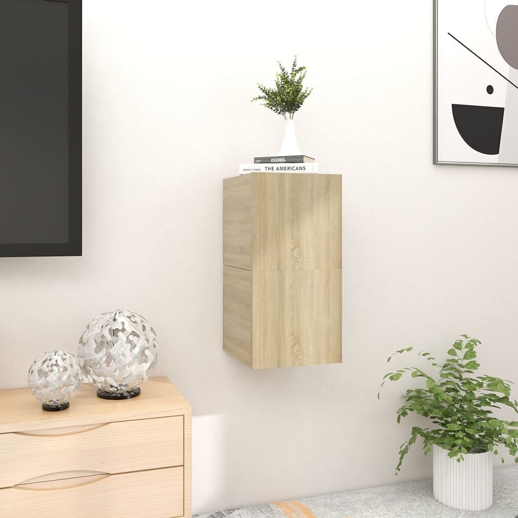 Seinäkiinnitettävät TV-tasot 2 kpl Sonoma-tammi 30,5x30x30 cm hinta ja tiedot | TV-tasot | hobbyhall.fi