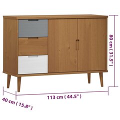 Sivupöytä MOLDE ruskea 113x40x80 cm täysi mänty hinta ja tiedot | Olohuoneen kaapit ja lipastot | hobbyhall.fi