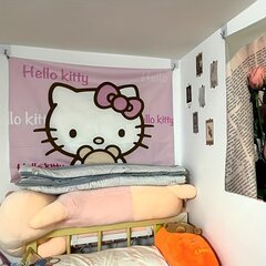 'Hello kitty kuvakudos kawaii seinälle tapetti sarjakuva söpö vaaleanpunainen huoneen sisustus kodin tarvikkeet syntymäpäivä joululahja' hinta ja tiedot | Päiväpeitot ja huovat | hobbyhall.fi