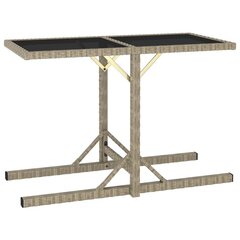 Puutarhapöytä beige 110x53x72 cm lasi ja polyrottinki hinta ja tiedot | Puutarhapöydät | hobbyhall.fi