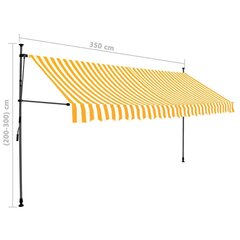 Sisäänkelattava markiisi LED-valoilla 350 cm valkoinen/oranssi hinta ja tiedot | Aurinkovarjot ja markiisit | hobbyhall.fi