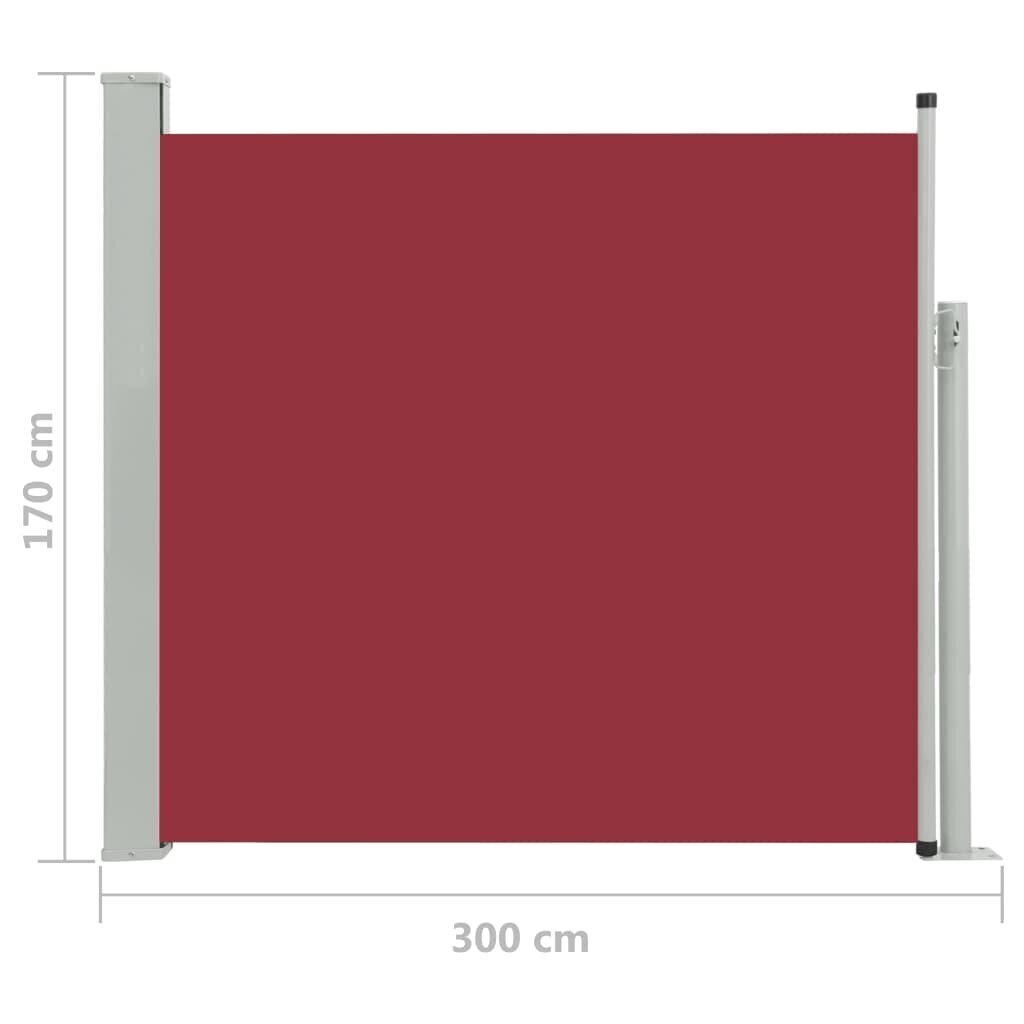 Sisäänvedettävä terassin sivumarkiisi 170x300 cm punainen hinta ja tiedot | Aurinkovarjot ja markiisit | hobbyhall.fi