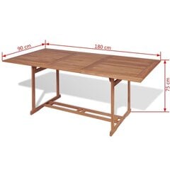 Puutarhapöytä 180x90x75 cm tiikki hinta ja tiedot | Puutarhapöydät | hobbyhall.fi