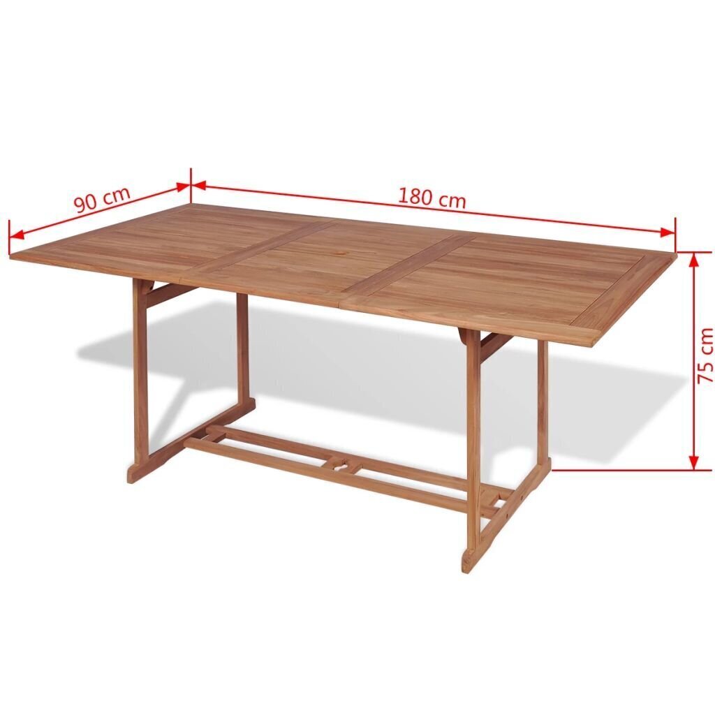 Puutarhapöytä 180x90x75 cm tiikki hinta ja tiedot | Puutarhapöydät | hobbyhall.fi