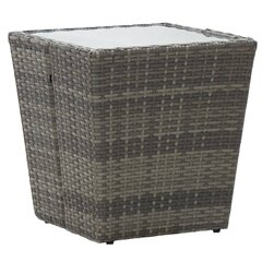 Teepöytä harmaa 41,5x41,5x43 cm polyrottinki ja karkaistu lasi hinta ja tiedot | Puutarhapöydät | hobbyhall.fi