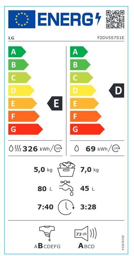 LG F2DV5S7S1E hinta ja tiedot | Pyykinpesukoneet | hobbyhall.fi