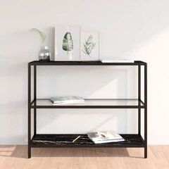 Hylly läpinäkyvä ja musta marmori 100x36x90 cm lasi hinta ja tiedot | Sivupöydät | hobbyhall.fi