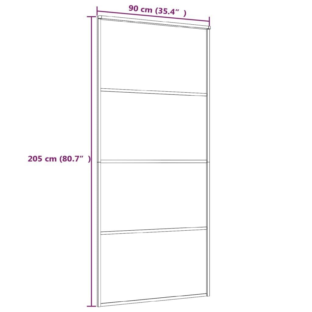 Liukuovi ESG-huurrelasi ja alumiini 90x205 cm musta hinta ja tiedot | Sisäovet | hobbyhall.fi