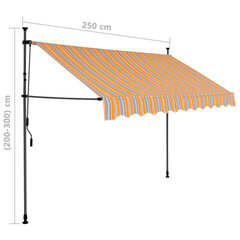 Sisäänkelattava markiisi LED-valoilla 250 cm keltainen/sininen hinta ja tiedot | Aurinkovarjot ja markiisit | hobbyhall.fi