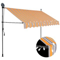 Sisäänkelattava markiisi LED-valoilla 250 cm keltainen/sininen hinta ja tiedot | Aurinkovarjot ja markiisit | hobbyhall.fi