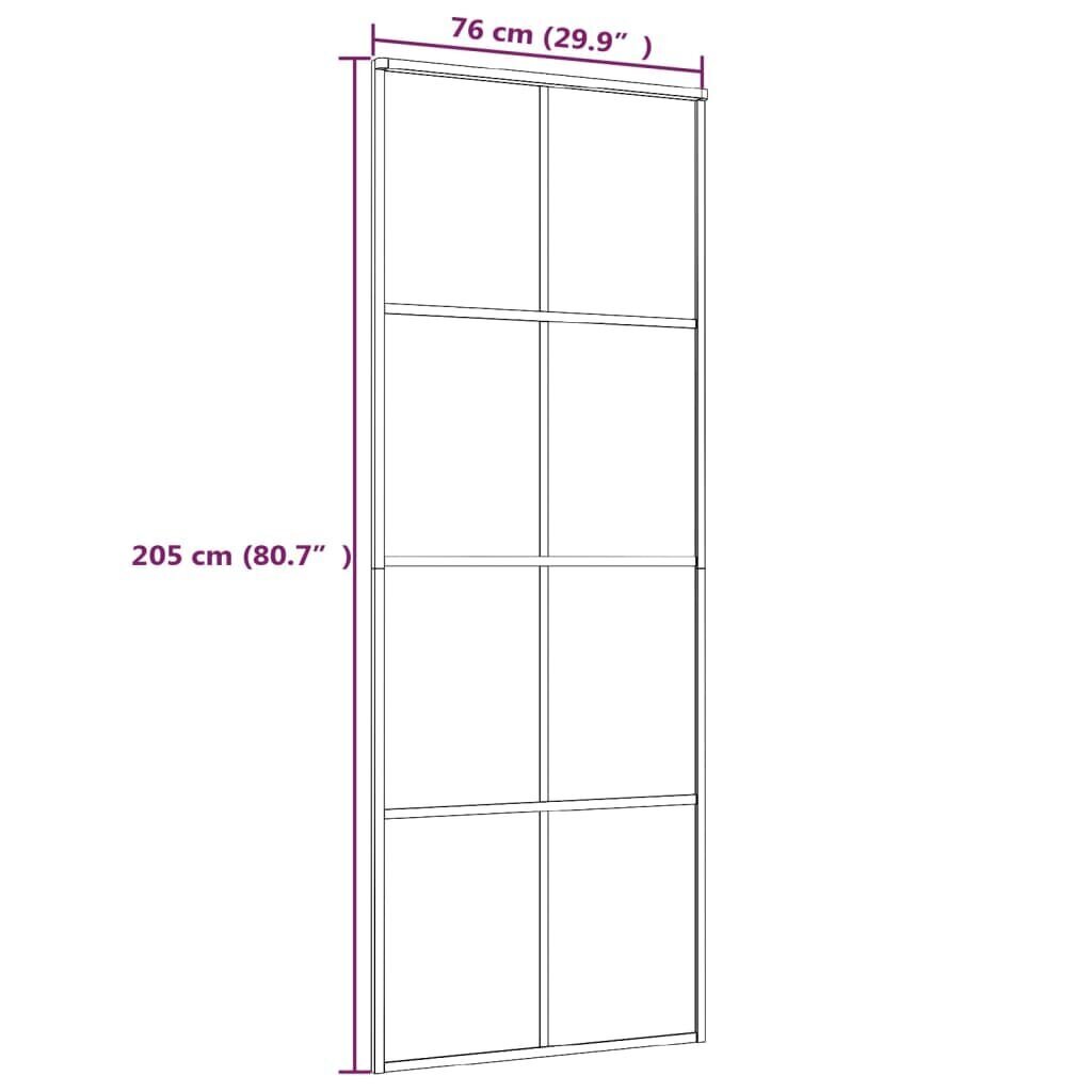 Liukuovi ESG-huurrelasi ja alumiini 76x205 cm valkoinen hinta ja tiedot | Sisäovet | hobbyhall.fi