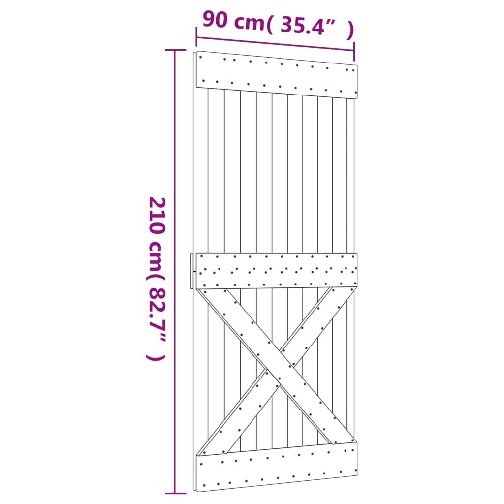 Liukuovi asennustarvikkeineen 90x210 cm täysi mänty hinta ja tiedot | Sisäovet | hobbyhall.fi