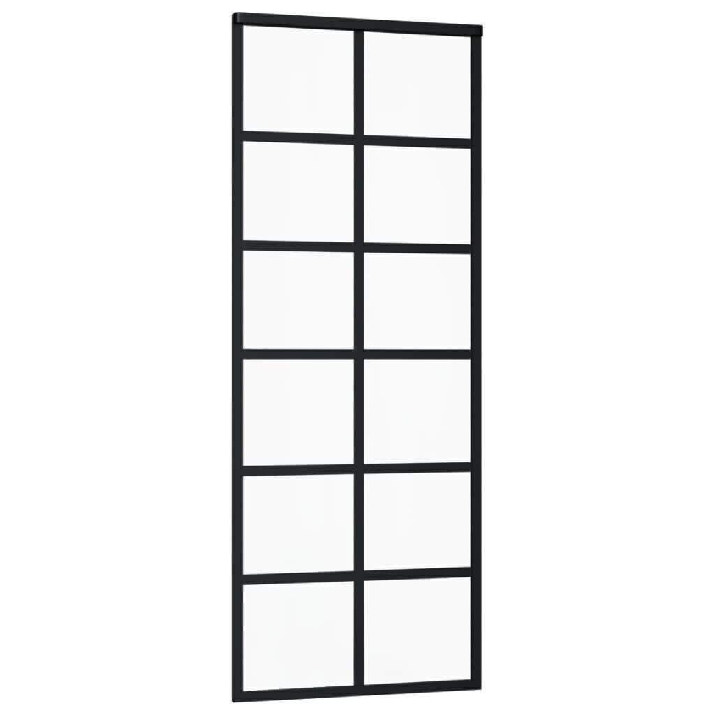 Liukuovi ESG-lasi ja alumiini 76x205 cm musta hinta ja tiedot | Sisäovet | hobbyhall.fi