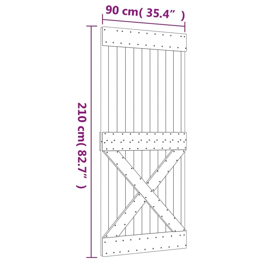 Liukuovi asennustarvikkeineen 90x210 cm täysi mänty hinta ja tiedot | Sisäovet | hobbyhall.fi