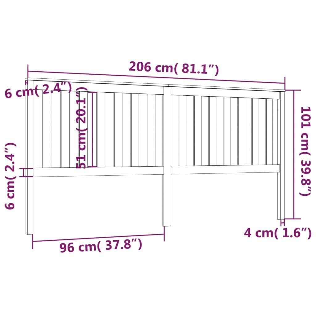 Sängynpääty harmaa 206x6x101 cm täysi mänty hinta ja tiedot | Sängyt | hobbyhall.fi