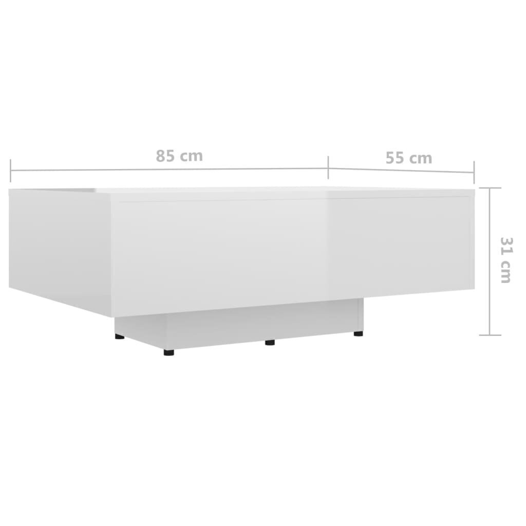 Sohvapöytä korkeakiilto valkoinen 85x55x31 cm lastulevy hinta ja tiedot | Sohvapöydät | hobbyhall.fi