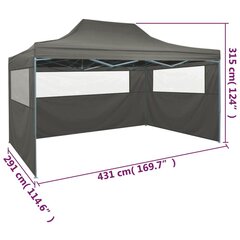 kokoontaitettava teltta 3:lla seinällä 3x4,5 m antrasiitti hinta ja tiedot | Puutarhapaviljongit | hobbyhall.fi