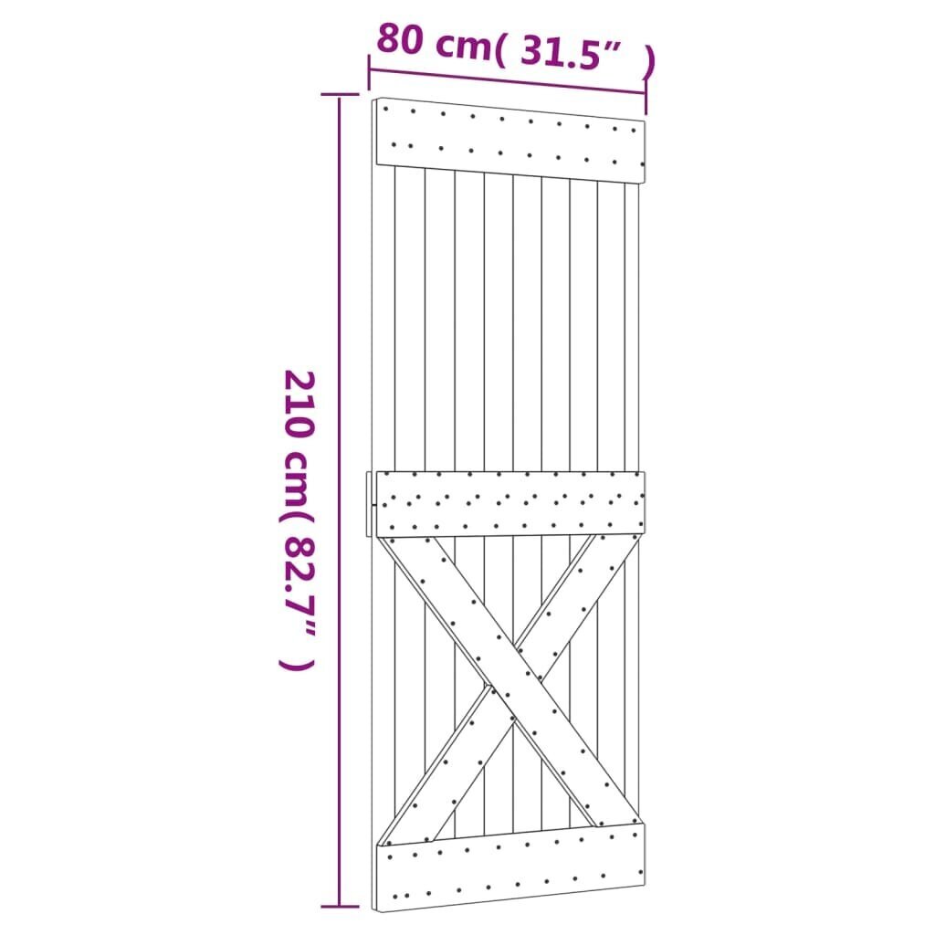 Liukuovi asennustarvikkeineen 80x210 cm täysi mänty hinta ja tiedot | Sisäovet | hobbyhall.fi