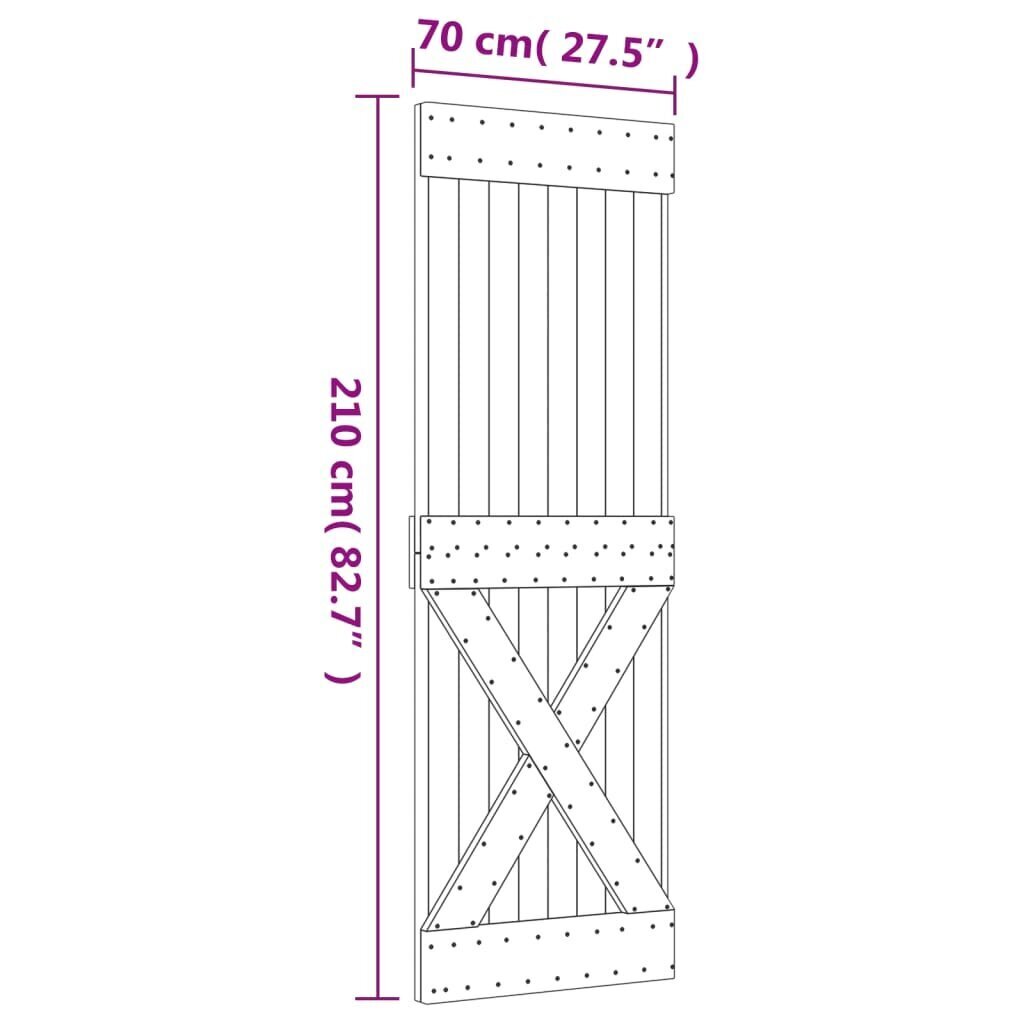 Liukuovi asennustarvikkeineen 70x210 cm täysi mänty hinta ja tiedot | Sisäovet | hobbyhall.fi