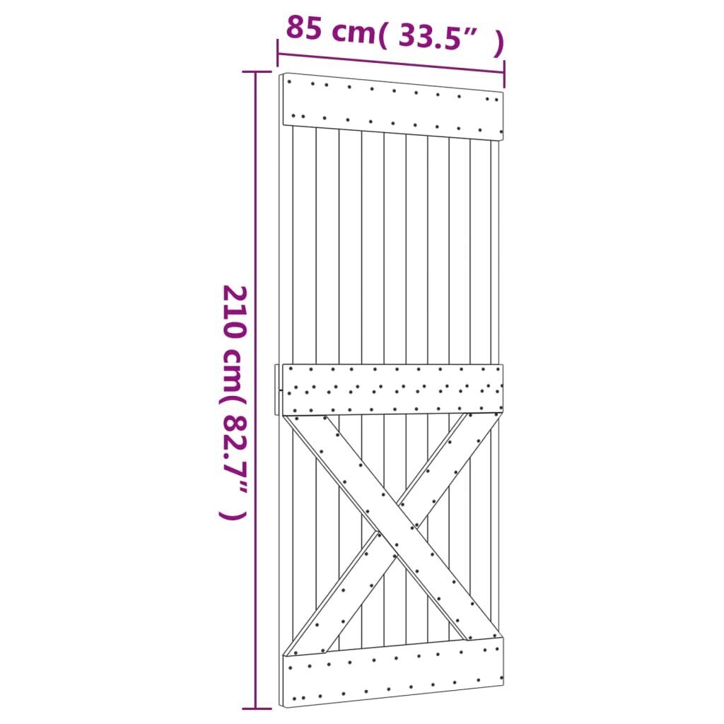 Liukuovi asennustarvikkeineen 85x210 cm täysi mänty hinta ja tiedot | Sisäovet | hobbyhall.fi