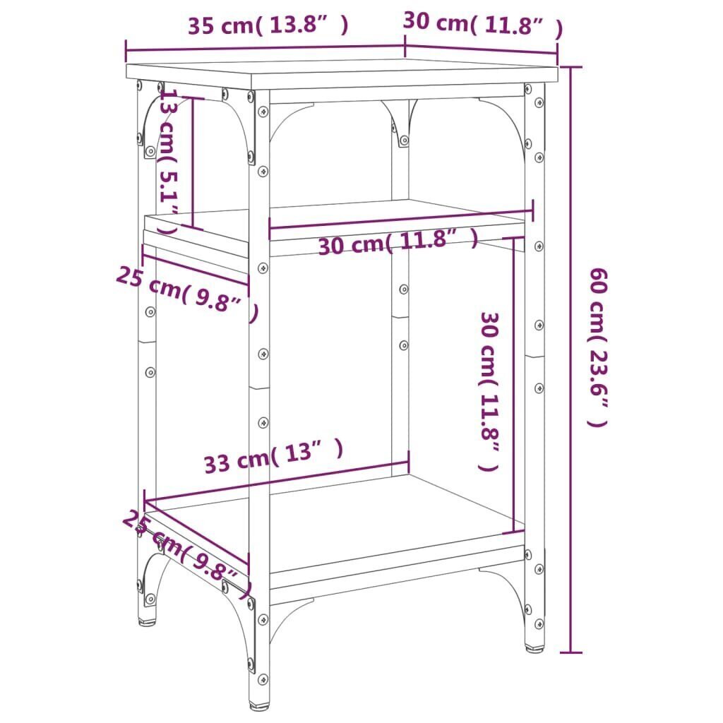 Sivupöytä harmaa Sonoma 35x30x60 cm tekninen puu hinta ja tiedot | Sohvapöydät | hobbyhall.fi