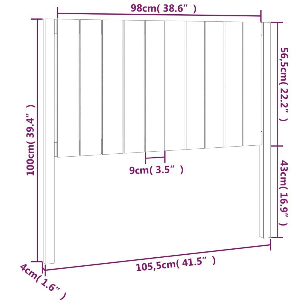 Sängynpääty valkoinen 105,5x4x100 cm täysi mänty hinta ja tiedot | Sängyt | hobbyhall.fi